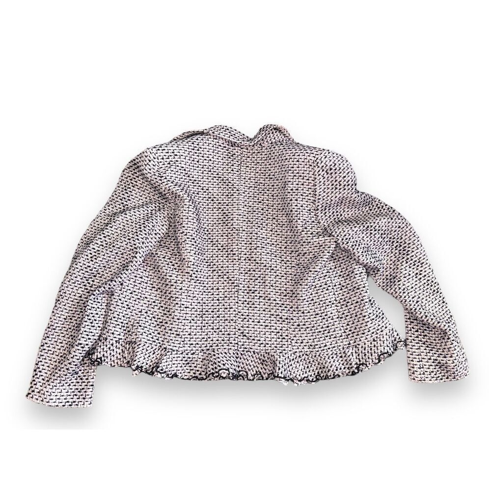 Vintage Y2K BIGIO Women's Pink Tweed Ruffle‎ Snap Button Blazer Jacket sz 12 USA - Picture 5 of 7